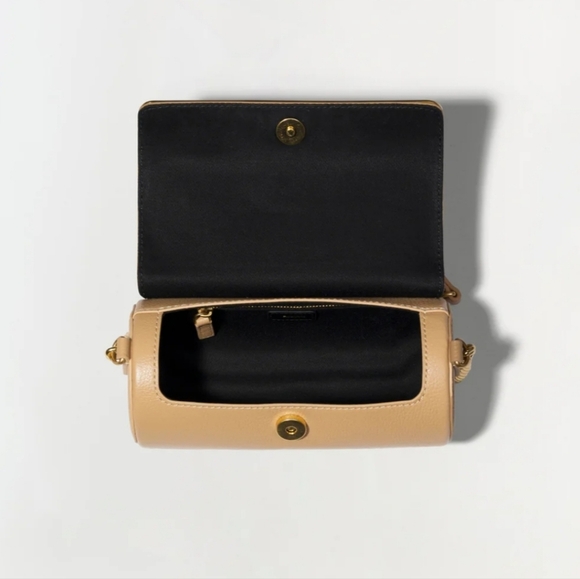 New Simkhai Rola Cylinder Calf Leather Gold Tone Chain Camel Crossbody Handbag - Picture 4 of 16